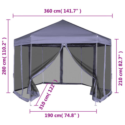Partytent Met Zijwanden Pop-Up Zeshoekig 3,6X3,1 M