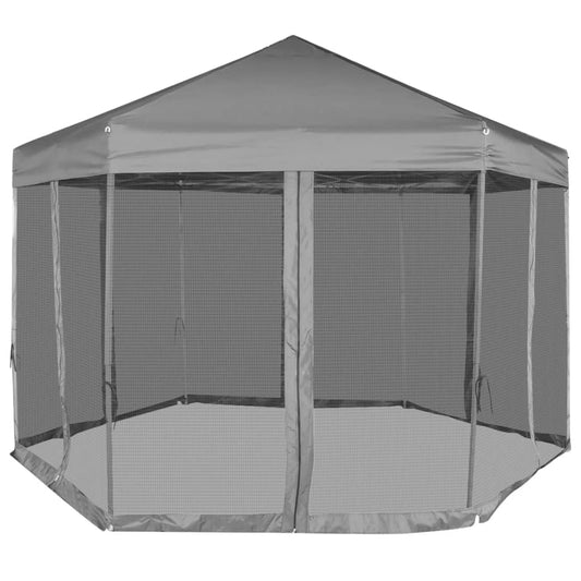 Partytent Pop-Up Zeshoekig Met 6 Zijwanden 3,6X3,1 M