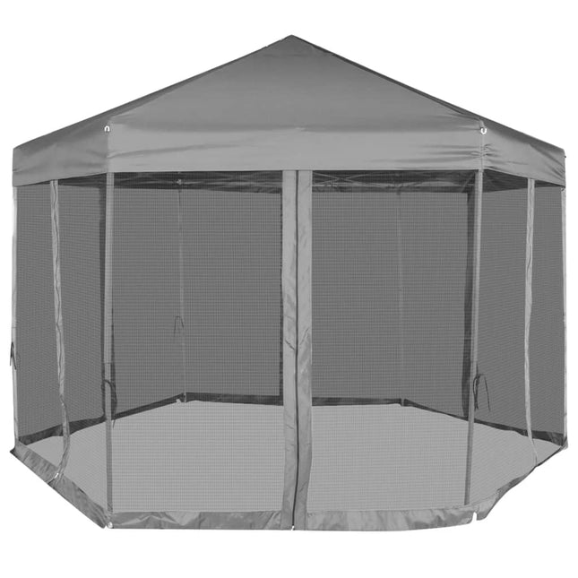 Partytent Pop-Up Zeshoekig Met 6 Zijwanden 3,6X3,1 M