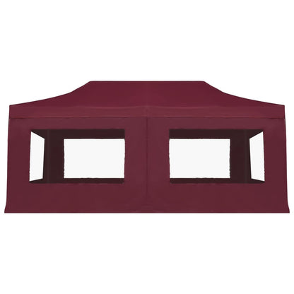 Partytent inklapbaar met wanden 6x3 m aluminium wijnrood