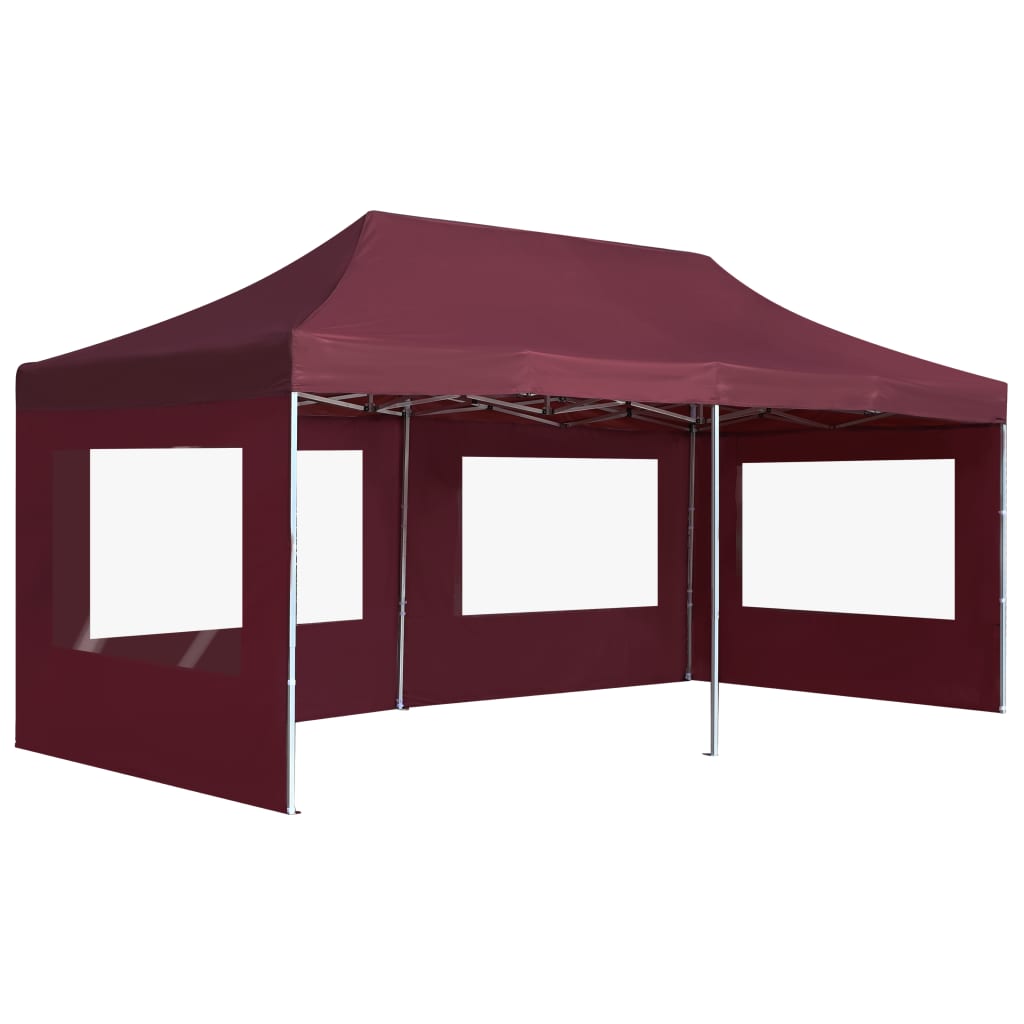 Partytent inklapbaar met wanden 6x3 m aluminium wijnrood