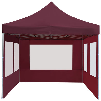 Partytent inklapbaar met wanden 6x3 m aluminium wijnrood