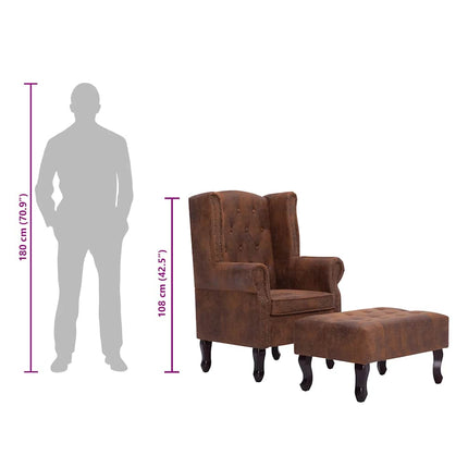 Fauteuil En Voetenbank Chesterfield-Stijl Kunstsuède