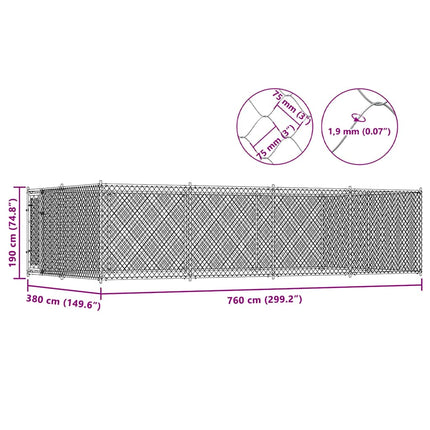 Hondenkennel Voor Buiten 7,6X3,8X1,9 M