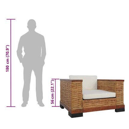 Fauteuil Met Kussens Natuurlijk Rattan Bruin