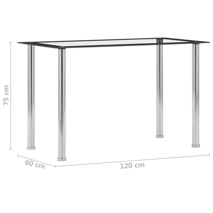 Eettafel 120X60X75 Cm Gehard Glas Zwart En Transparant