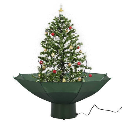 Kerstboom sneeuwend met paraplubasis 75 cm groen