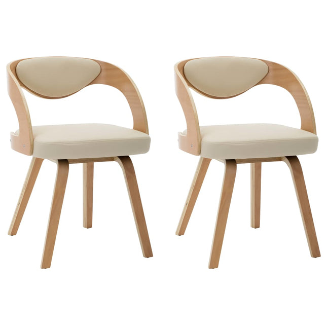 Eetkamerstoelen Gebogen Hout En Kunstleer Kleurig