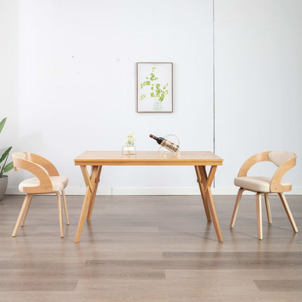 Eetkamerstoelen Gebogen Hout En Kunstleer Kleurig