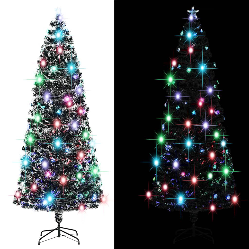 Voorverlichte kerstboom met standaard en LED 240 cm glasvezel