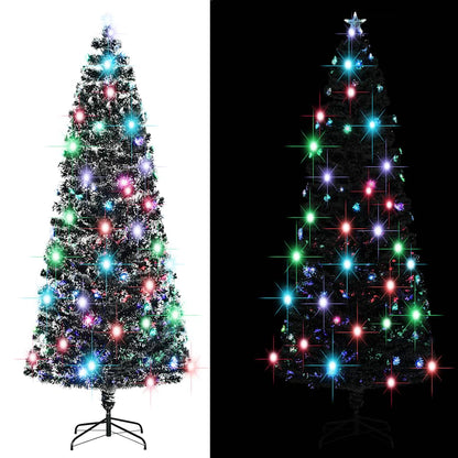 Voorverlichte kerstboom met standaard en LED 240 cm glasvezel