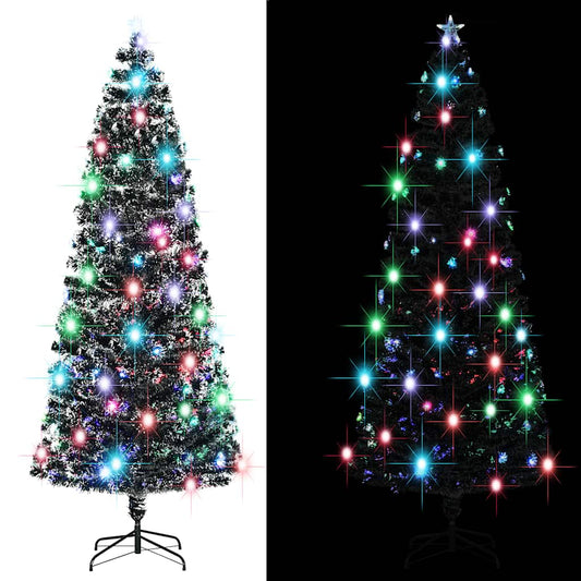 Voorverlichte kerstboom met standaard en LED 240 cm glasvezel
