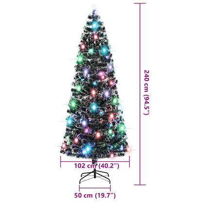 Voorverlichte kerstboom met standaard en LED 240 cm glasvezel