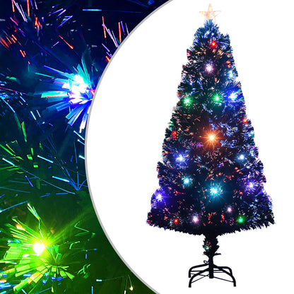 Voorverlichte kerstboom met standaard en LED 120 cm glasvezel