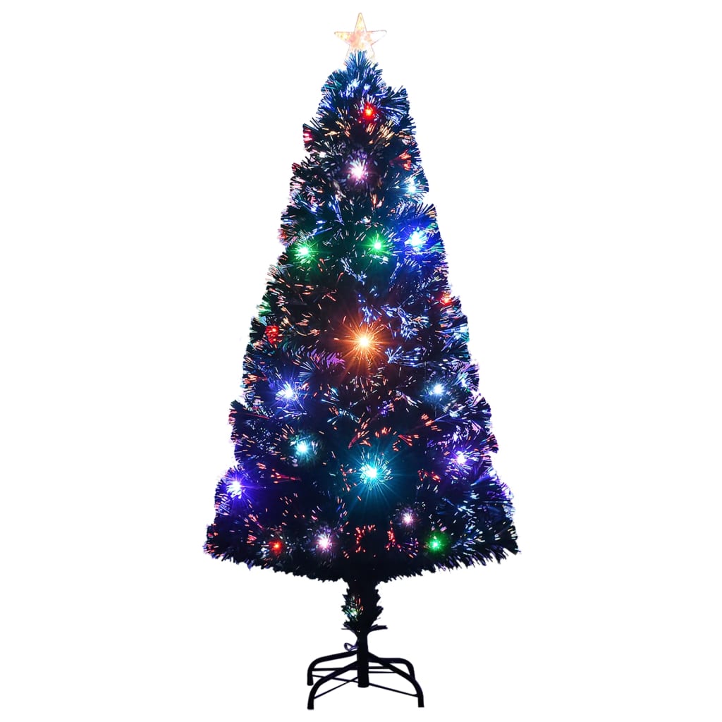 Voorverlichte kerstboom met standaard en LED 120 cm glasvezel