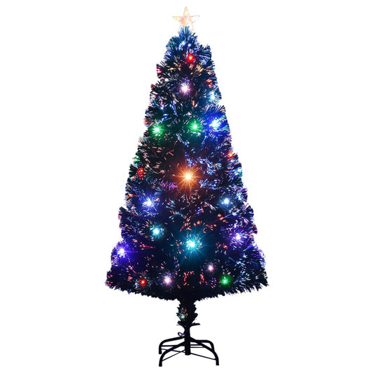 Voorverlichte kerstboom met standaard en LED 120 cm glasvezel