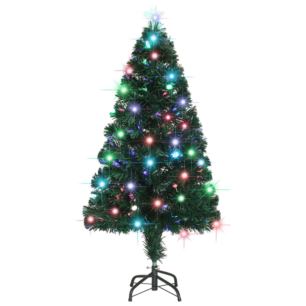 Voorverlichte kerstboom met standaard en LED 120 cm glasvezel