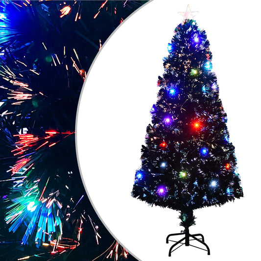 Voorverlichte kerstboom met standaard en LED 150 cm glasvezel