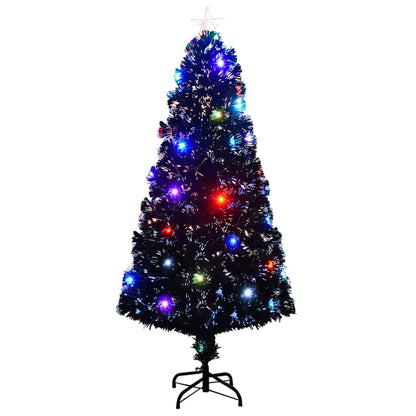 Voorverlichte kerstboom met standaard en LED 150 cm glasvezel