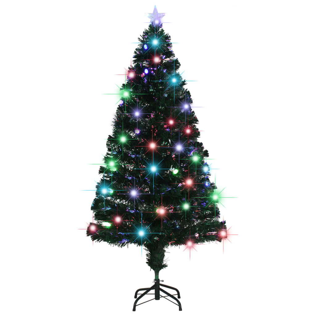 Voorverlichte kerstboom met standaard en LED 150 cm glasvezel