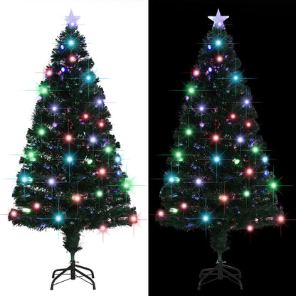 Voorverlichte kerstboom met standaard en LED 150 cm glasvezel