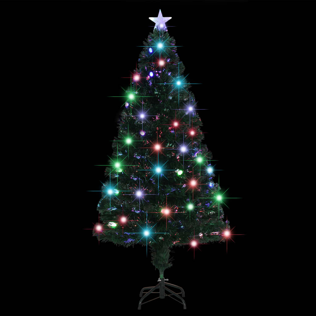 Voorverlichte kerstboom met standaard en LED 150 cm glasvezel