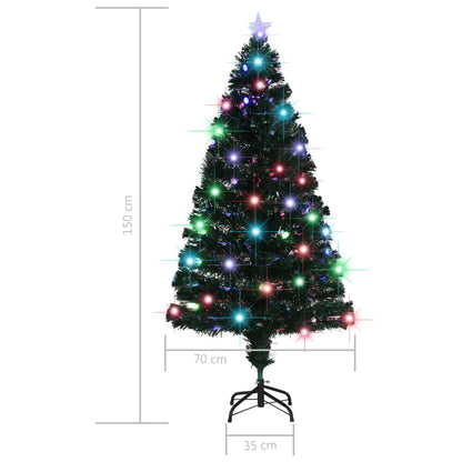 Voorverlichte kerstboom met standaard en LED 150 cm glasvezel