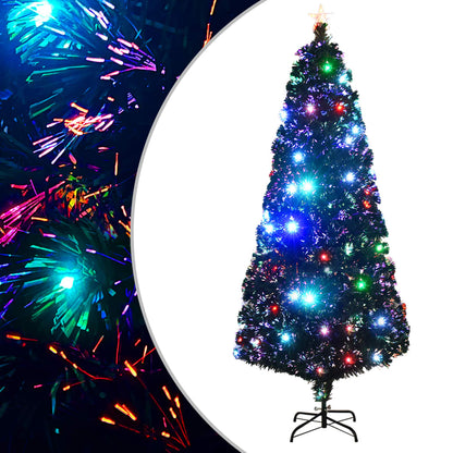 Voorverlichte kerstboom met standaard en LED 210 cm glasvezel