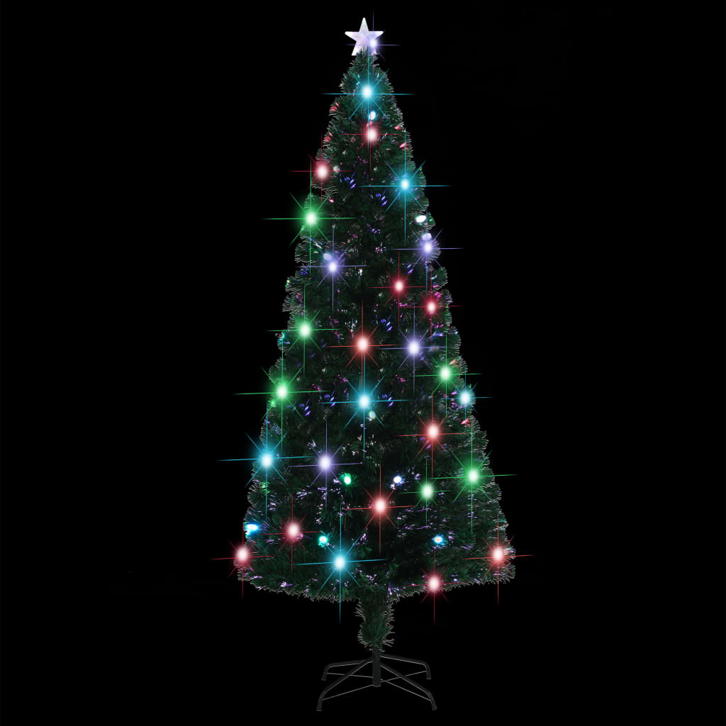 Voorverlichte kerstboom met standaard en LED 210 cm glasvezel