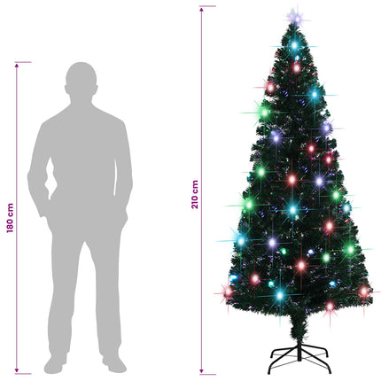 Voorverlichte Kerstboom Met Standaard En Led 210 Cm Glasvezel