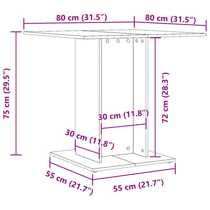 Eettafel 80X80X75 Cm Bewerkt Hout Kleurig