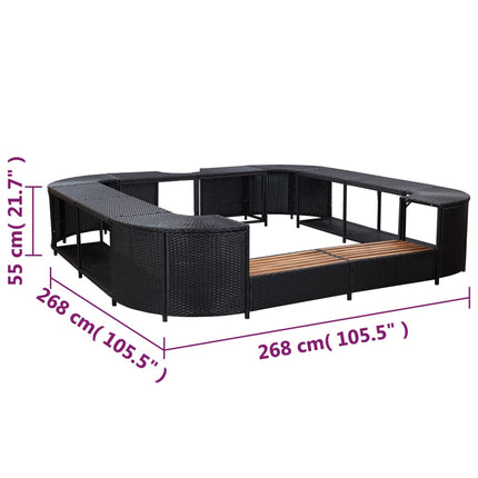 Spa-Ombouw Vierkant 268X268X55 Cm Poly Rattan