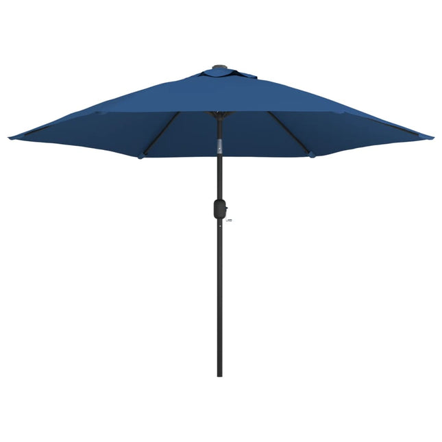 Parasol Met Led-Verlichting En Stalen Paal 300 Cm Azuurblauw