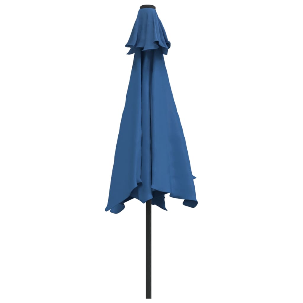 Parasol Met Led-Verlichting En Stalen Paal 300 Cm Azuurblauw