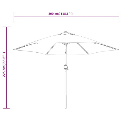 Parasol Met Led-Verlichting En Stalen Paal 300 Cm Azuurblauw