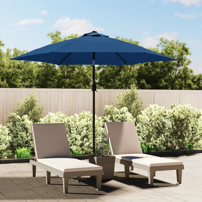 Parasol Met Led-Verlichting En Stalen Paal 300 Cm Azuurblauw