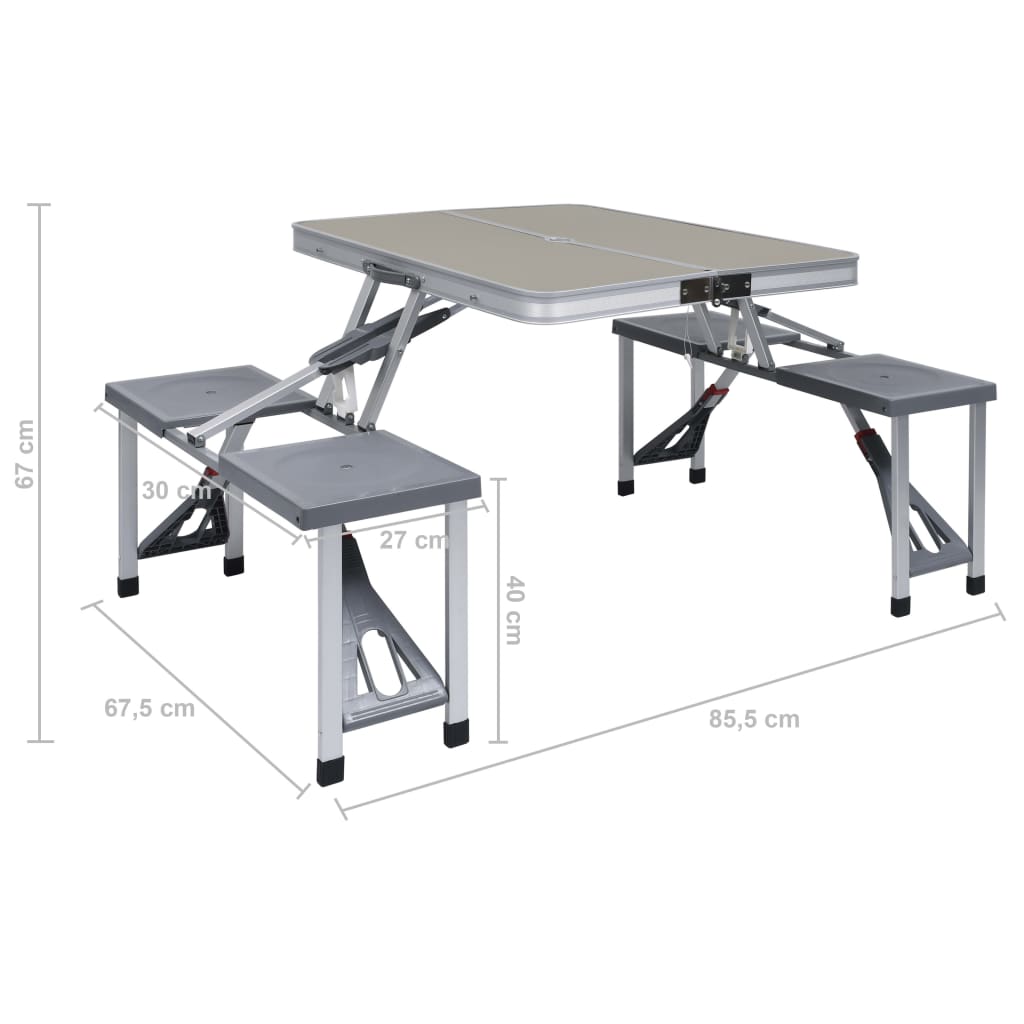Campingtafel Inklapbaar Met 4 Zitjes Staal En Aluminium