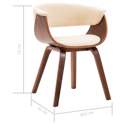 Eetkamerstoelen Gebogen Hout En Kunstleer Crèmekleurig