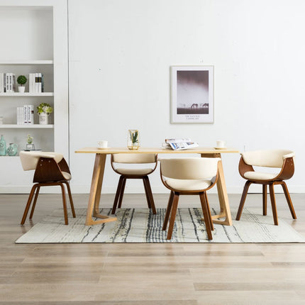 Eetkamerstoel Gebogen Hout En Kunstleer