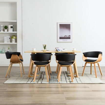 Eetkamerstoelen Gebogen Hout En Kunstleer Crèmekleurig