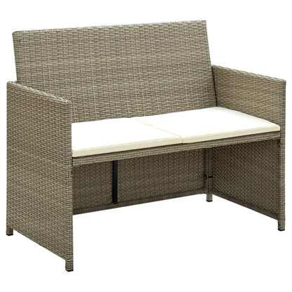 Tuinbank 2-Zits Met Kussens Poly Rattan