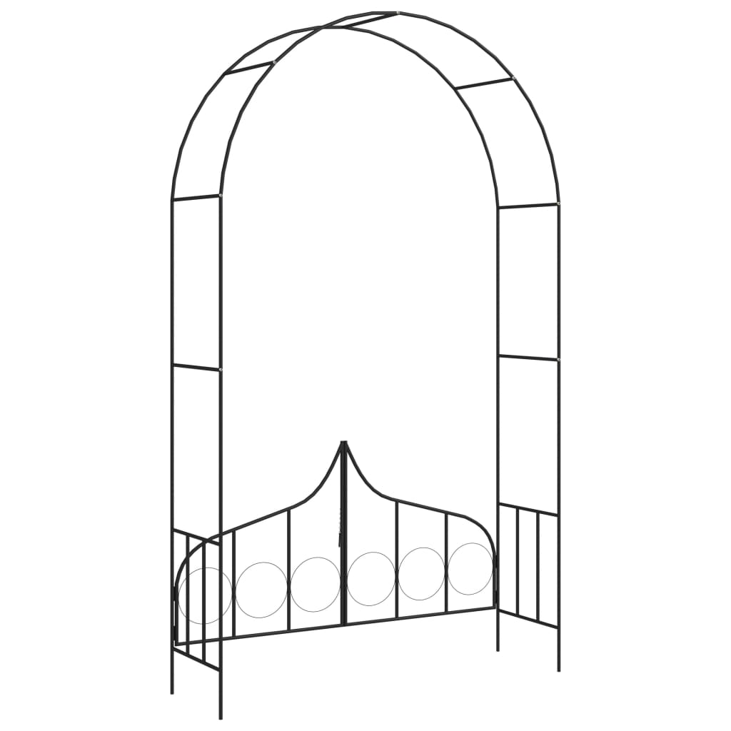 Tuinboog Met Hek 138X40X238 Cm Ijzer Zwart