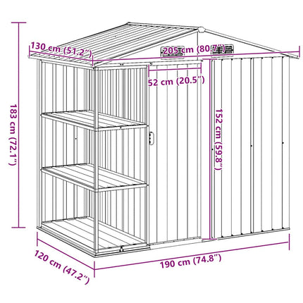 Tuinschuur Met Rek 205X130X183 Cm Ijzer