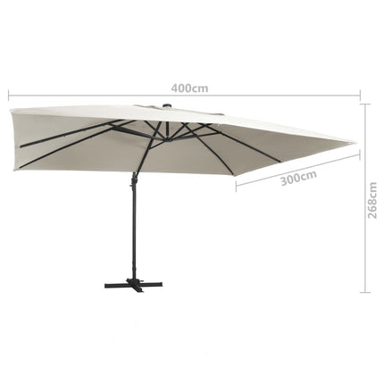 Zweefparasol Met Led En Aluminium Paal 400X300 Cm Kleurig