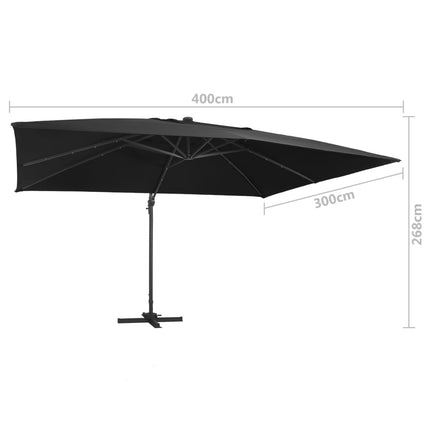 Zweefparasol Met Led-Verlichting En Paal 400X300 Cm