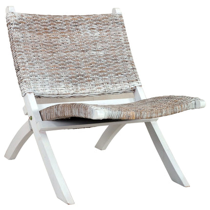 Relaxstoel Natuurlijk Kubu Rattan En Massief Mahoniehout