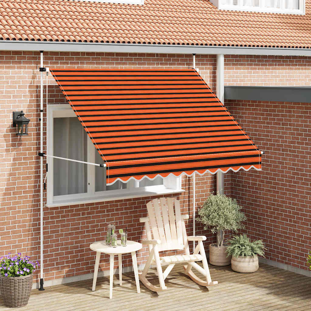 Luifel Handmatig Uittrekbaar Oranje En Bruin