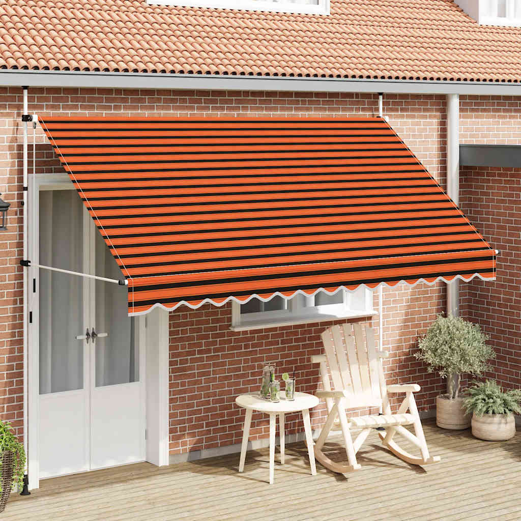 Luifel Handmatig Uittrekbaar Oranje En Bruin