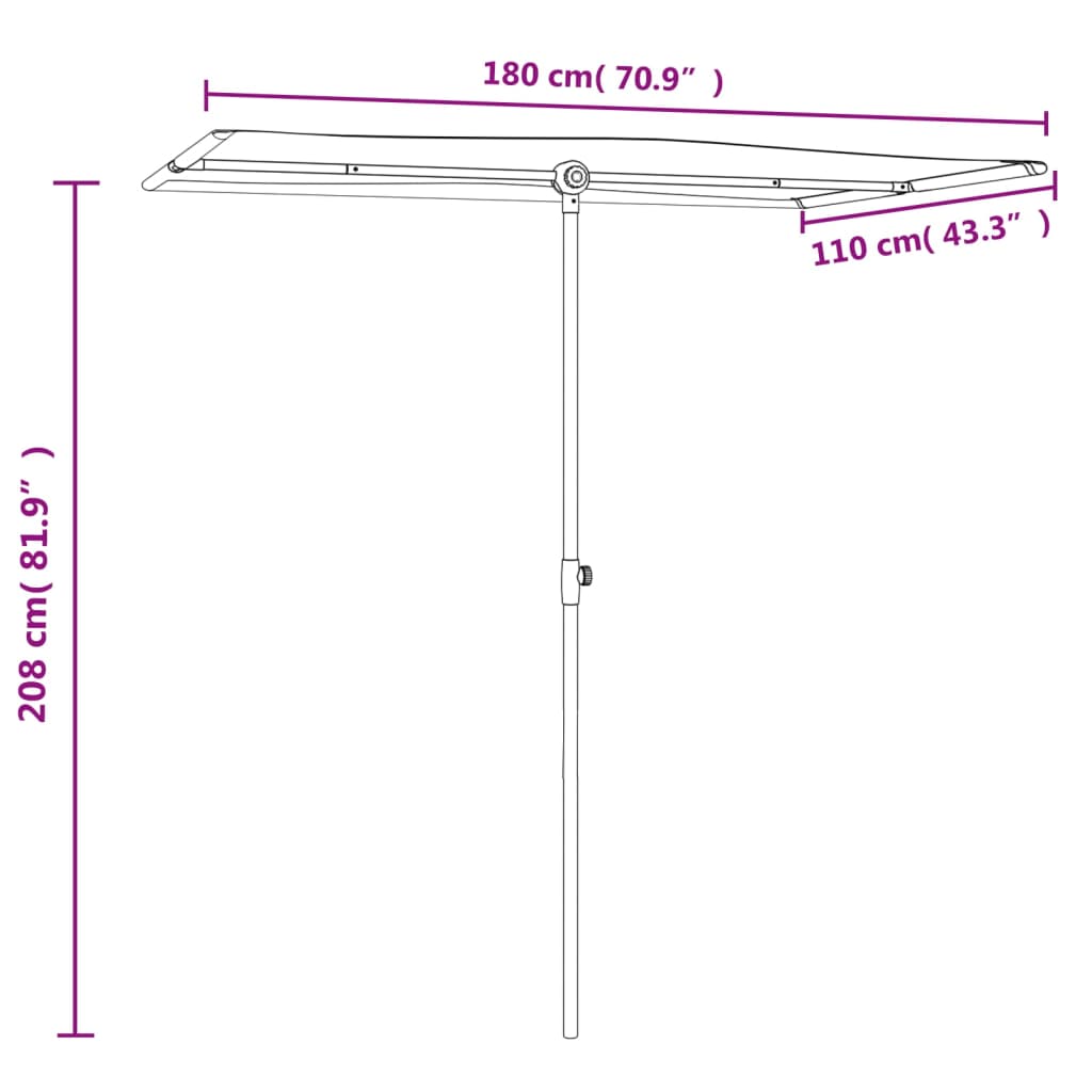 Parasol Met Aluminium Paal Kleurig