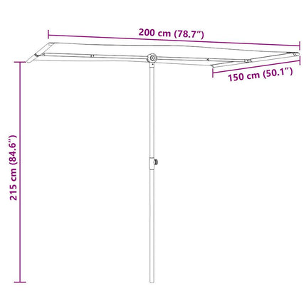 Parasol Met Aluminium Paal 2X1,5 M